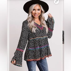 Savanna Jane Polka Dot Long Sleeve Top SZ Small